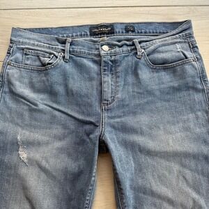 Lucky Brand Brooke Crop‎ Jeans Women Size 14 32 Distressed Blue Denim
